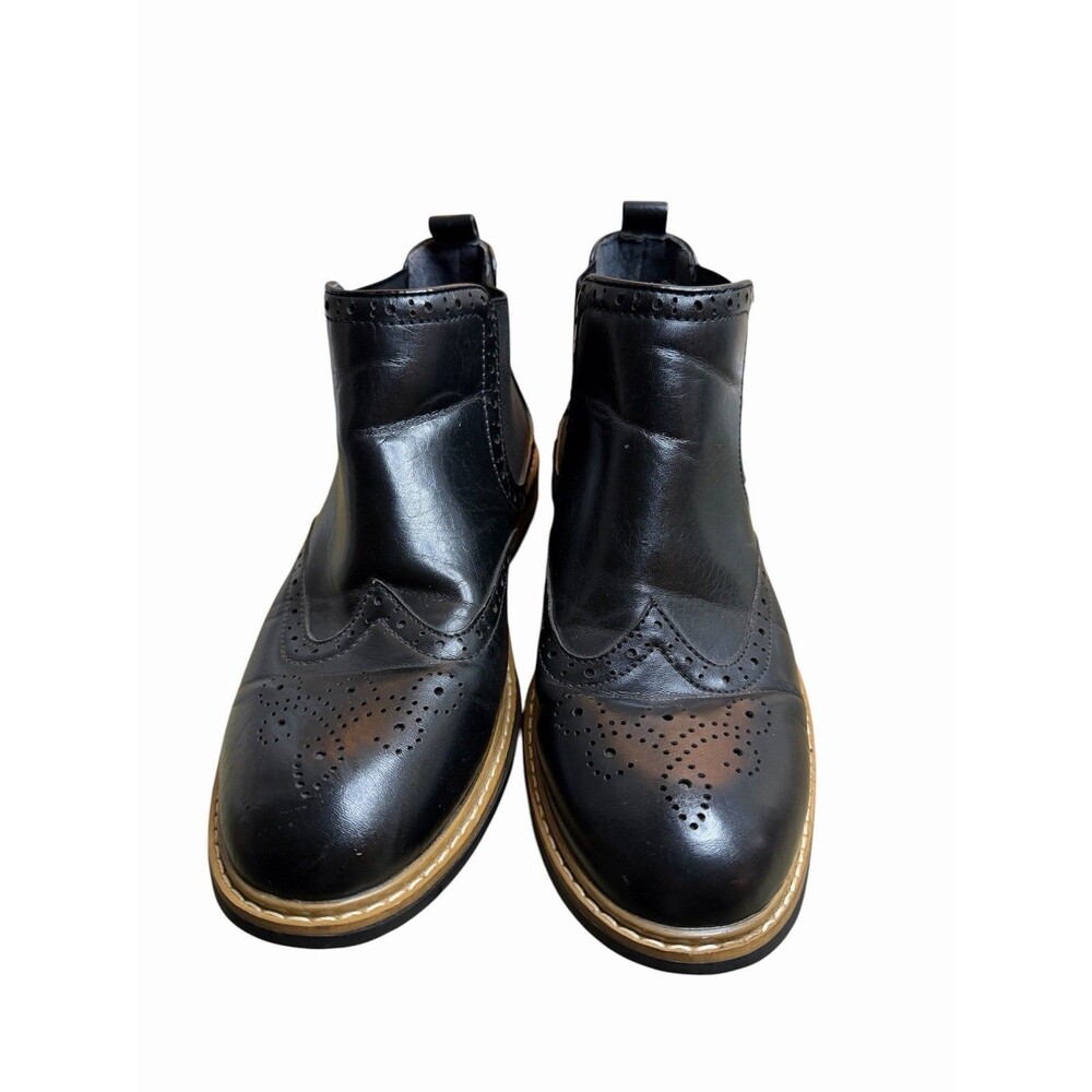 Bruno Marc Men's Bergen Wingtip Chelsea Boots Black 7.5  Slip On Brogue Dress